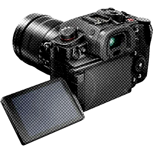 Mirrorless cinema camera in halftone style